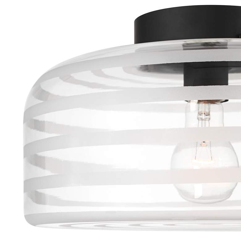 Image 3 Possini Euro Cooper 12 3/4" Wide Black Ceiling Light with Ribbed Glass more views