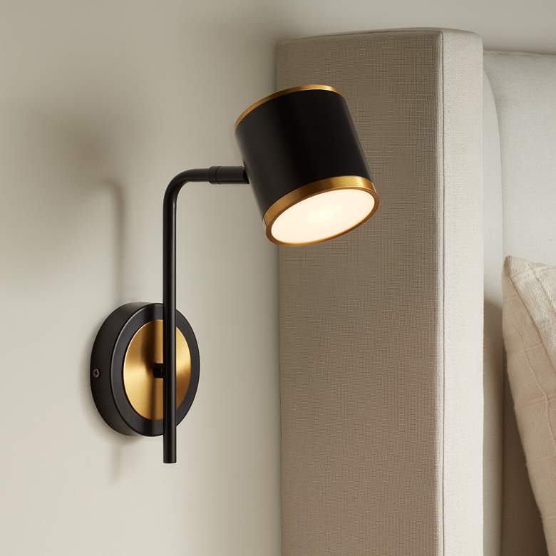 Image 2 Possini Euro Corbeau 11 1/2" High Black and Gold LED Wall Sconce