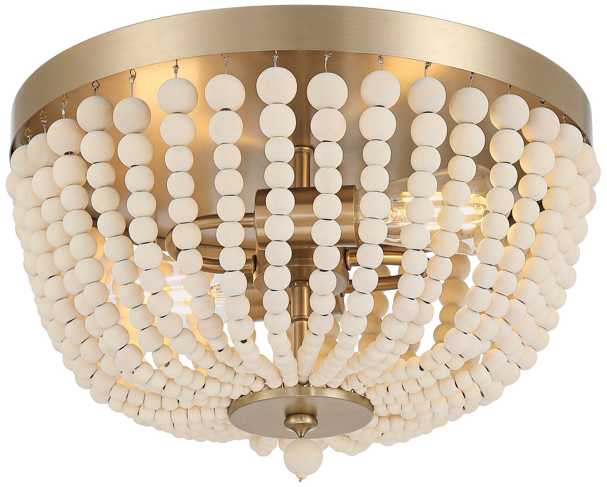 Image 3 Possini Euro Cordelia 15" Wide Wood Bead Brass 2-Light Ceiling Light