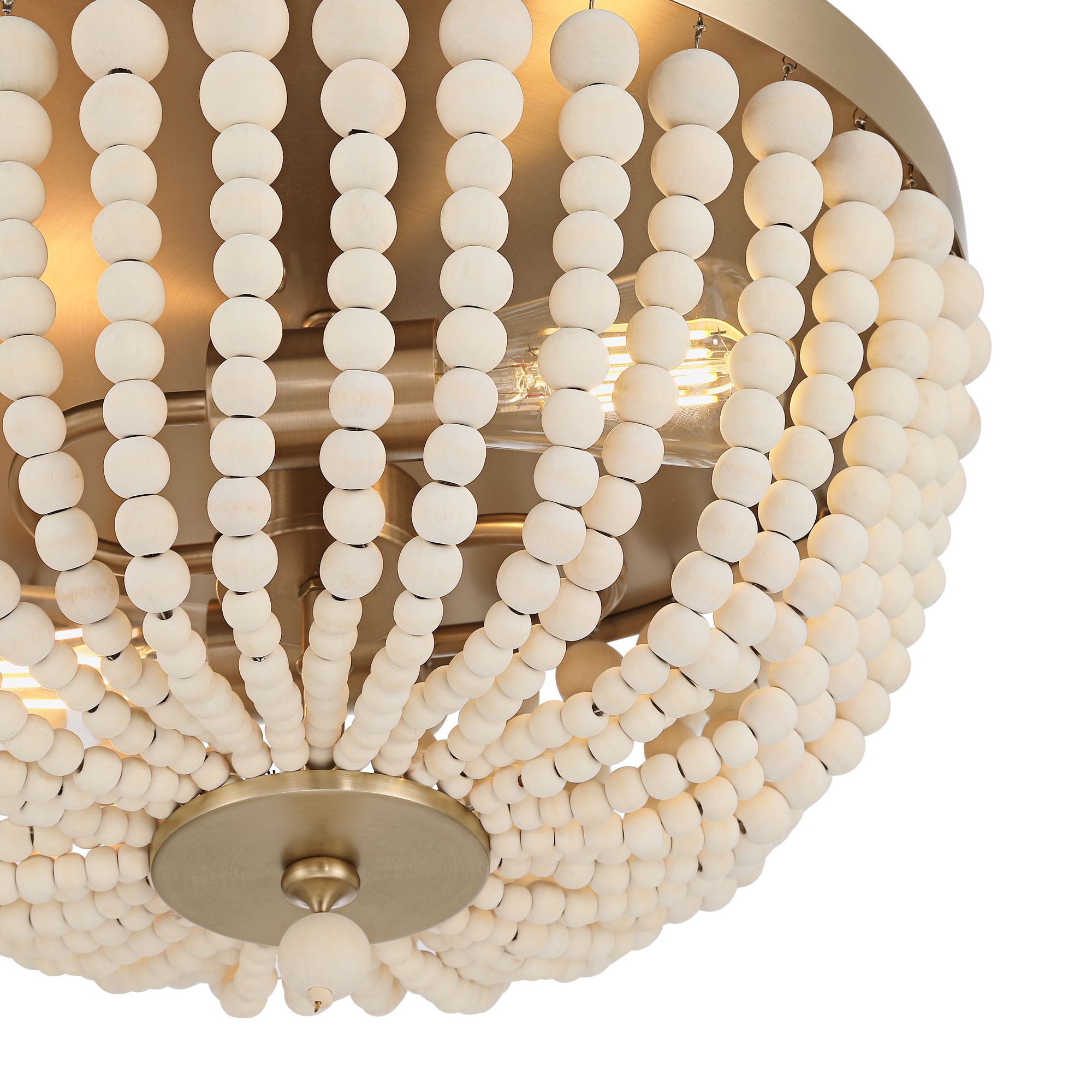 Image 4 Possini Euro Cordelia 15" Wide Wood Bead Brass 2-Light Ceiling Light more views