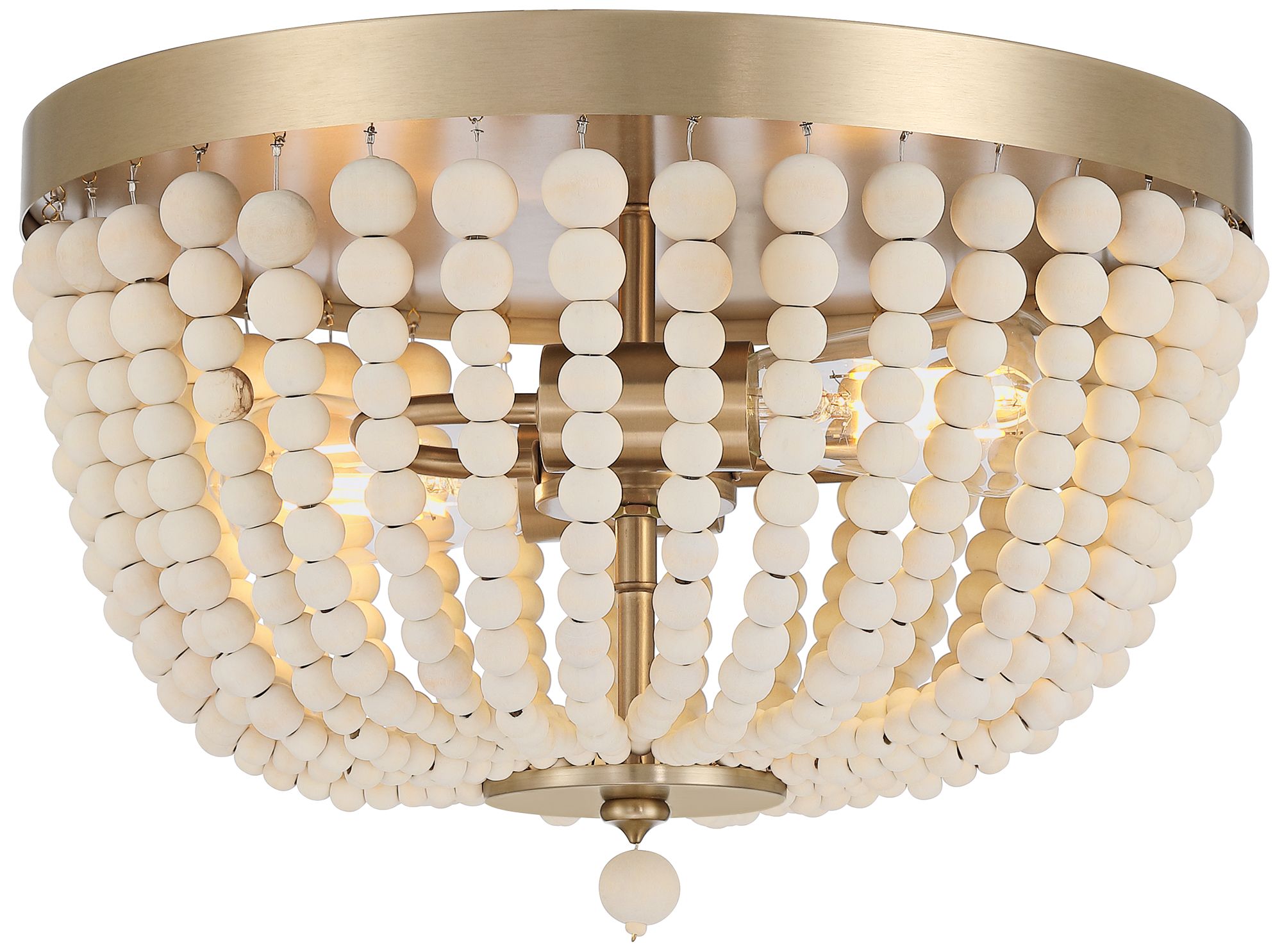Image 5 Possini Euro Cordelia 15" Wide Wood Bead Brass 2-Light Ceiling Light more views