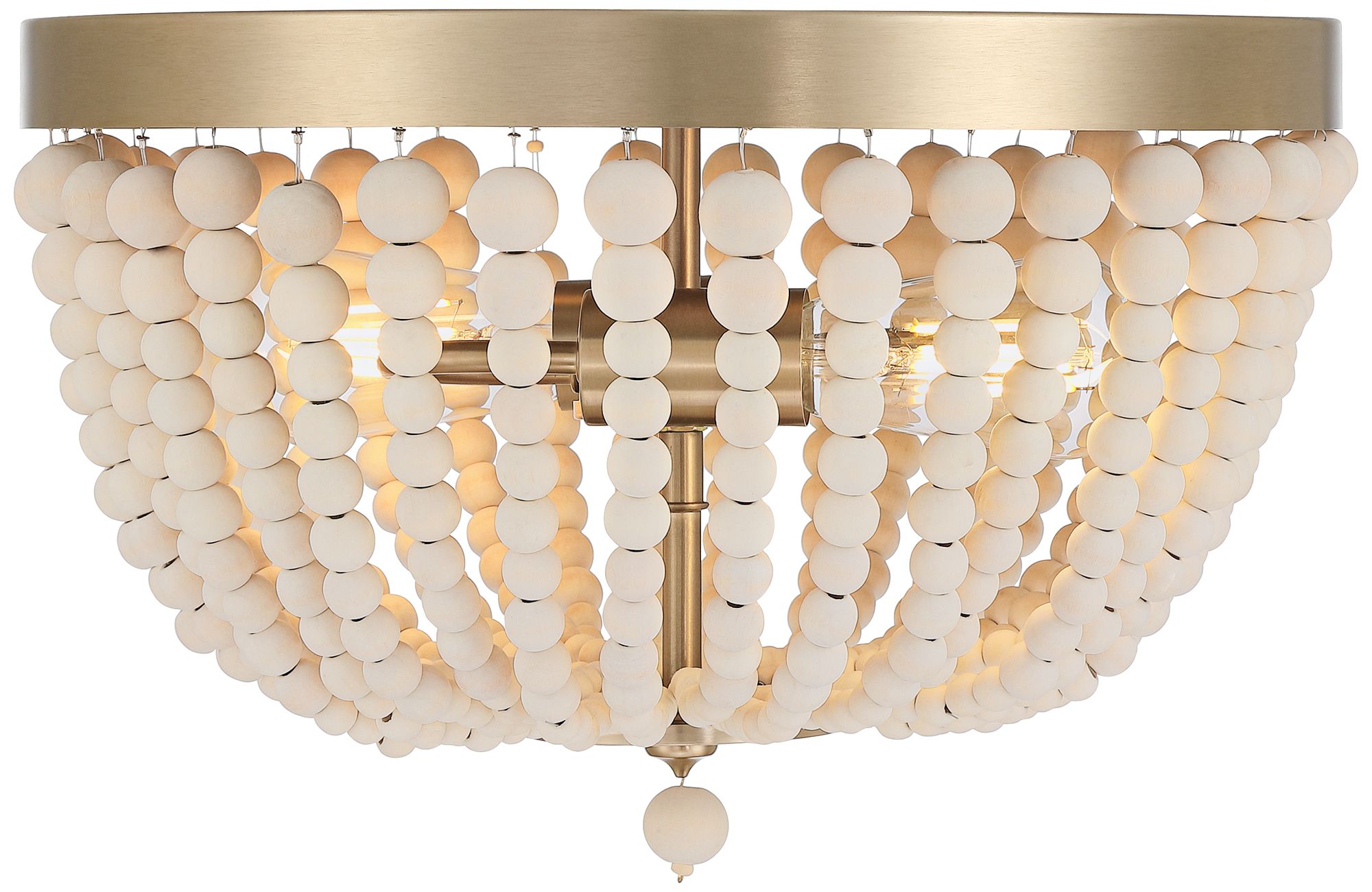 Image 6 Possini Euro Cordelia 15" Wide Wood Bead Brass 2-Light Ceiling Light more views