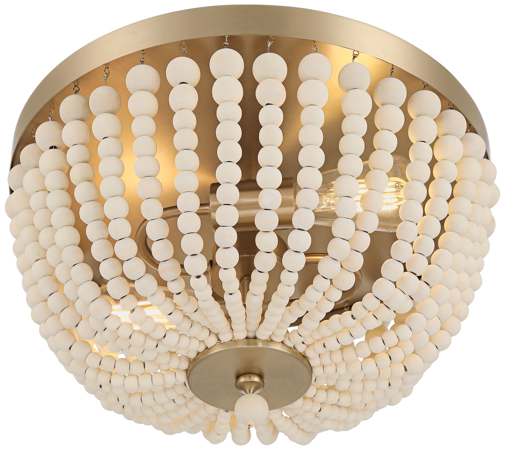 Image 7 Possini Euro Cordelia 15" Wide Wood Bead Brass 2-Light Ceiling Light more views