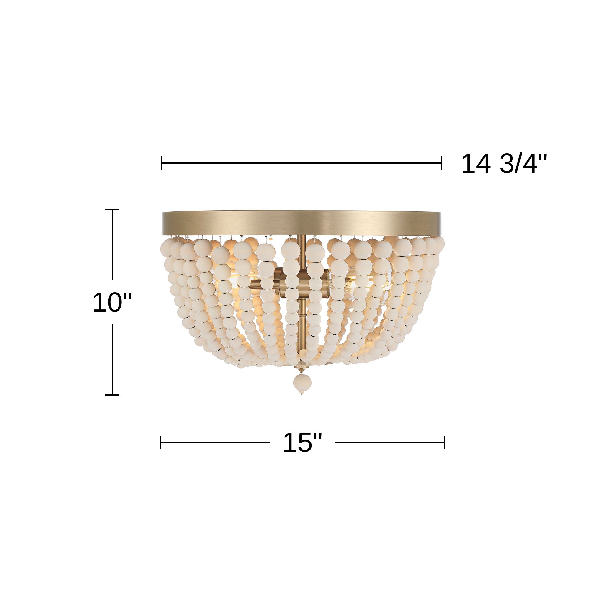 Possini Euro Cordelia 15" Wide Wood Bead Brass 2-Light Ceiling Light in scene