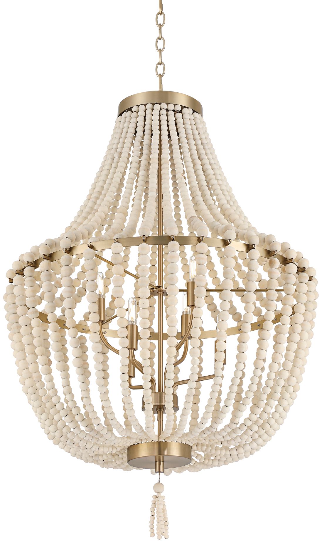 Image 3 Possini Euro Cordelia 27 3/4" Wide Wood Bead Brass 6-Light Chandelier