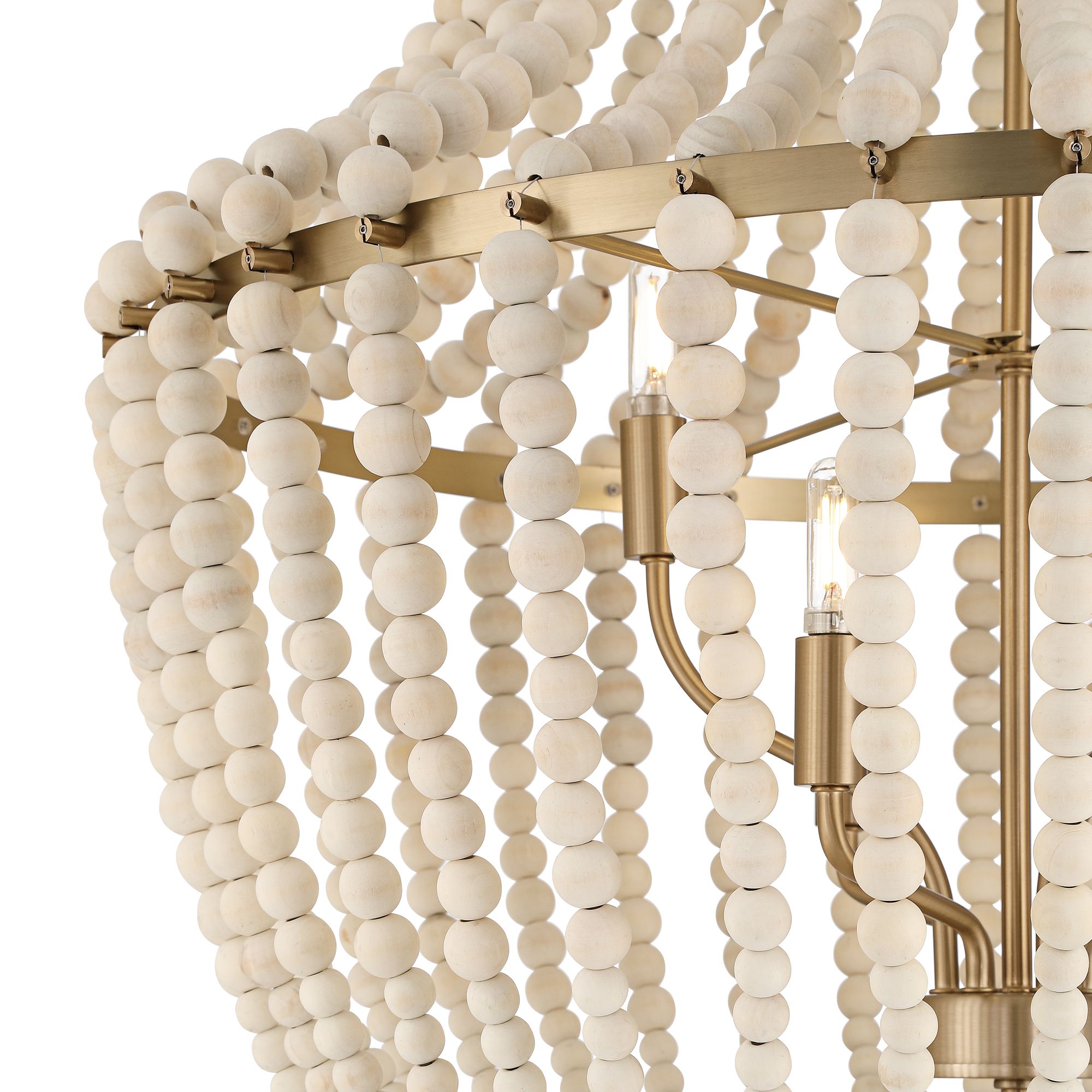 Image 4 Possini Euro Cordelia 27 3/4" Wide Wood Bead Brass 6-Light Chandelier more views