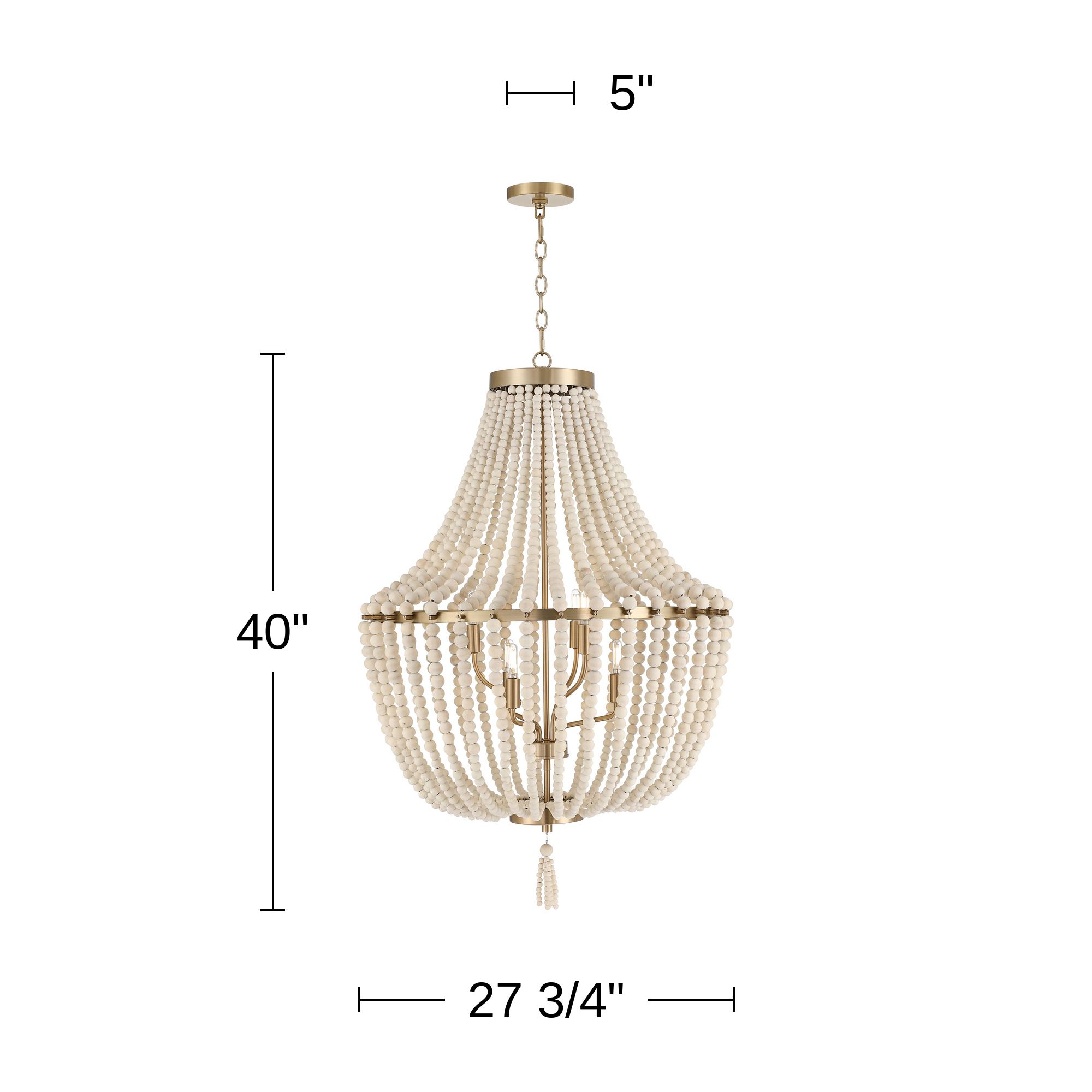 Possini Euro Cordelia 27 3/4" Wide Wood Bead Brass 6-Light Chandelier in scene