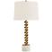 Possini Euro Corkscrew Brass and White Marble Table Lamp with Dimmer