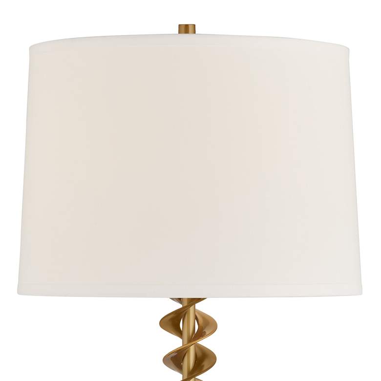 Image 5 Possini Euro Corkscrew Brass and White Marble Table Lamp with Dimmer more views