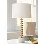 Possini Euro Corkscrew Brass and White Marble Table Lamp with Dimmer in scene