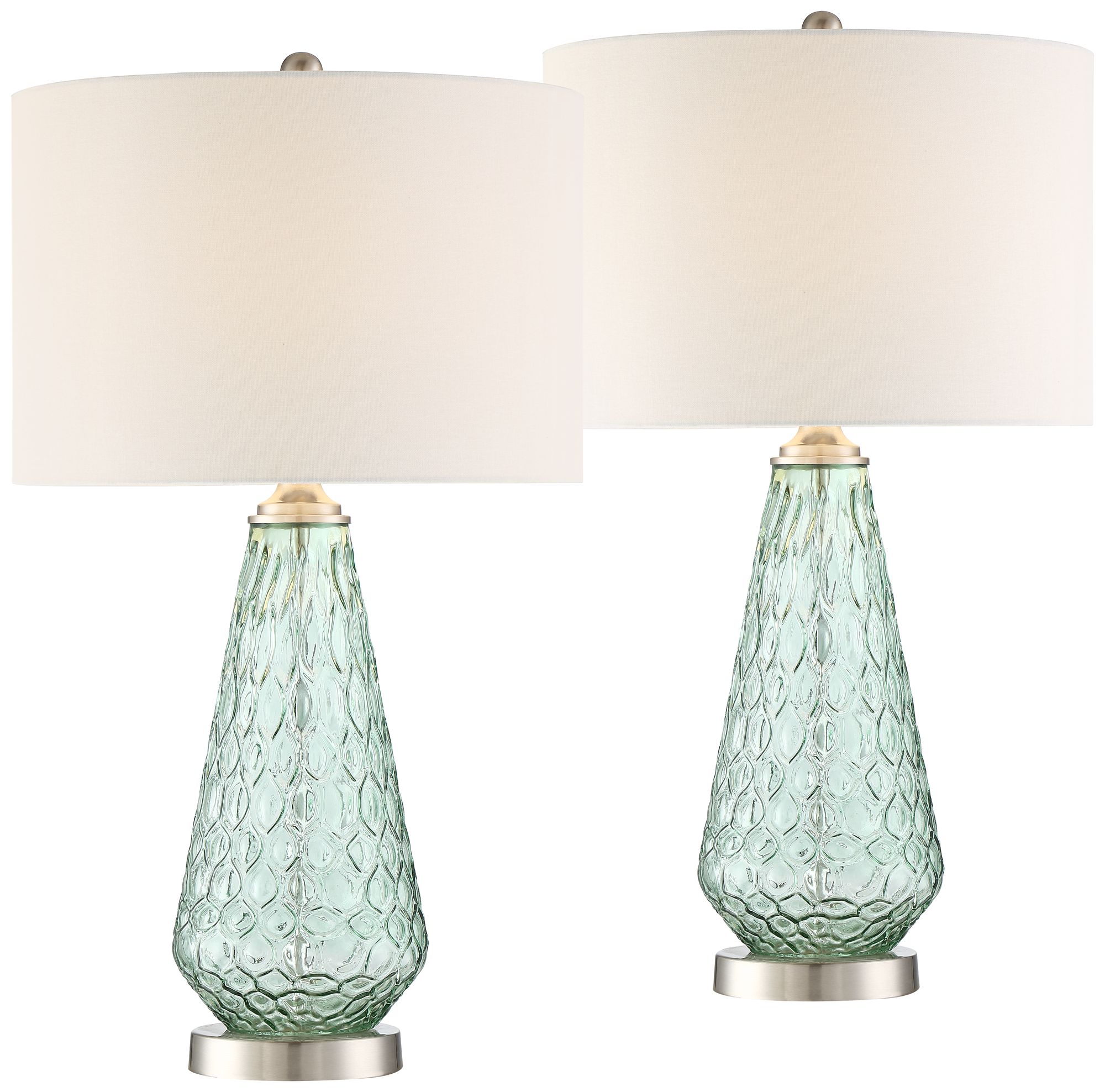 Image 2 Possini Euro Corsica Modern Coastal Seafoam Green Glass Table Lamp Set of 2