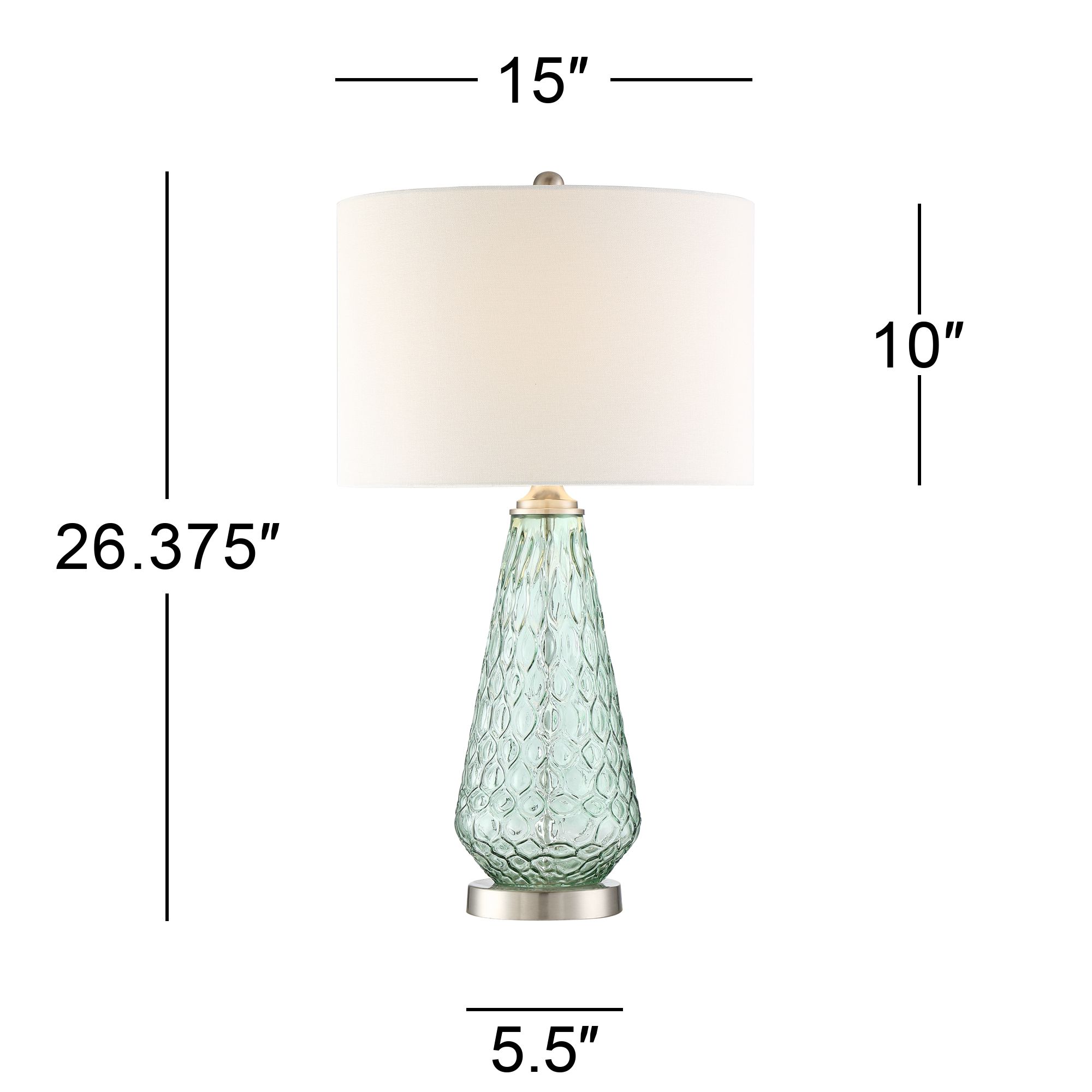 Possini Euro Corsica Modern Coastal Seafoam Green Glass Table Lamp Set of 2