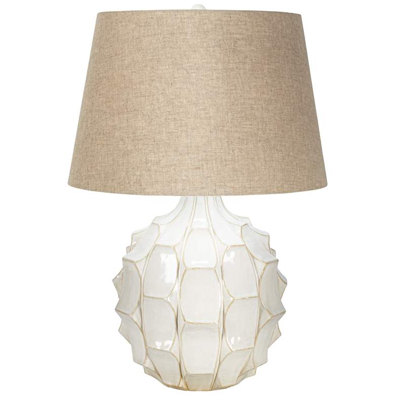 Image 2 Possini Euro Cosgrove 26 1/2 inch Linen and White Ceramic Lamp with Dimmer