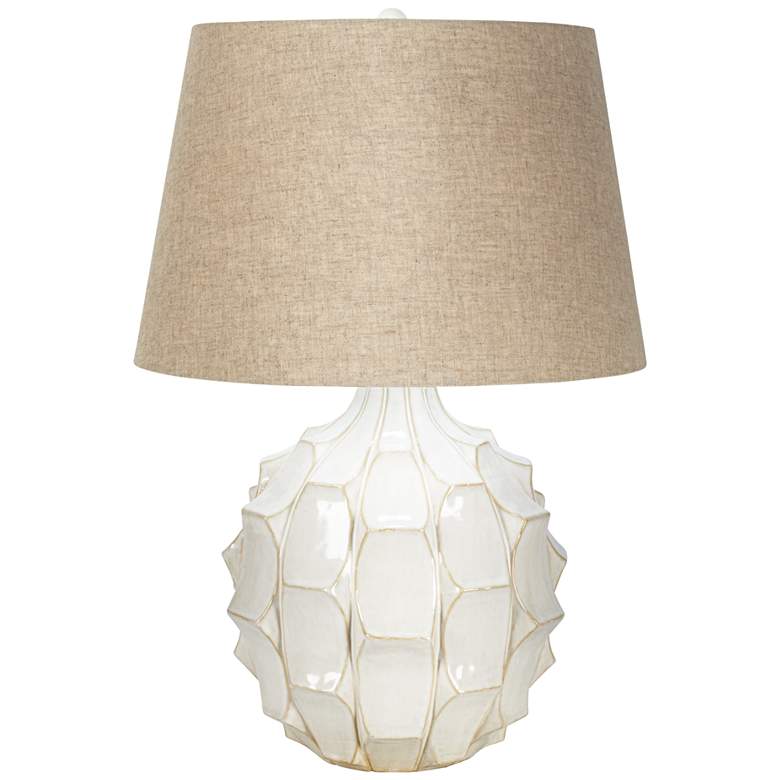 Image 2 Possini Euro Cosgrove 26 1/2" Linen and White Ceramic Lamp with Dimmer