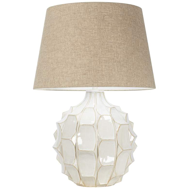 Image 4 Possini Euro Cosgrove 26 1/2 inch Linen and White Ceramic Lamp with Dimmer more views
