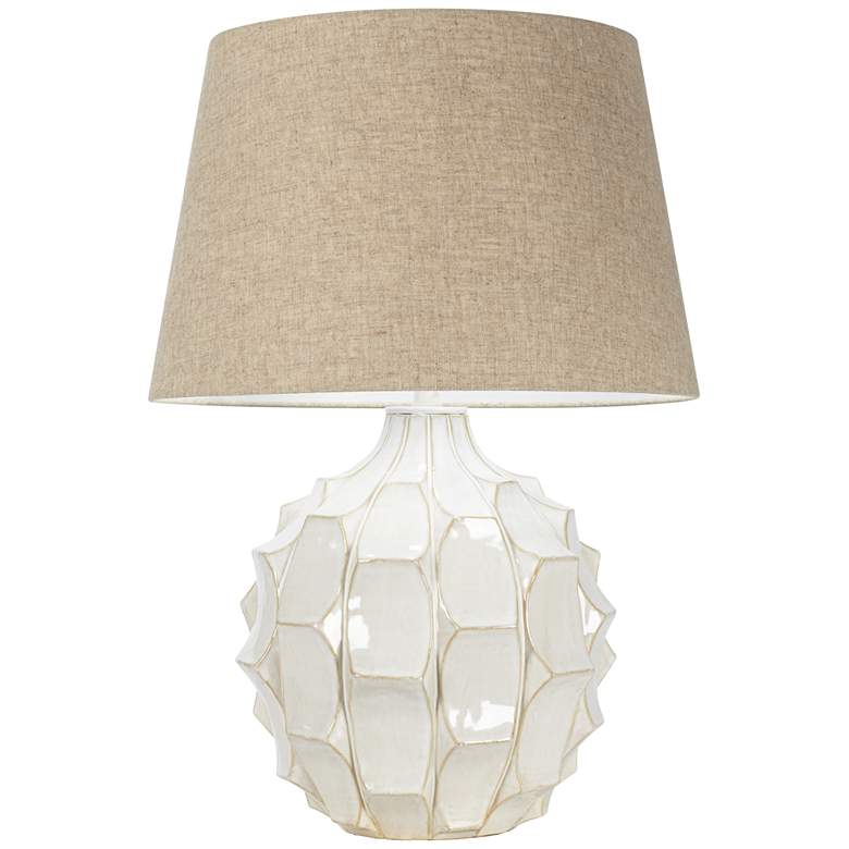 Image 4 Possini Euro Cosgrove 26 1/2" Linen and White Ceramic Lamp with Dimmer more views