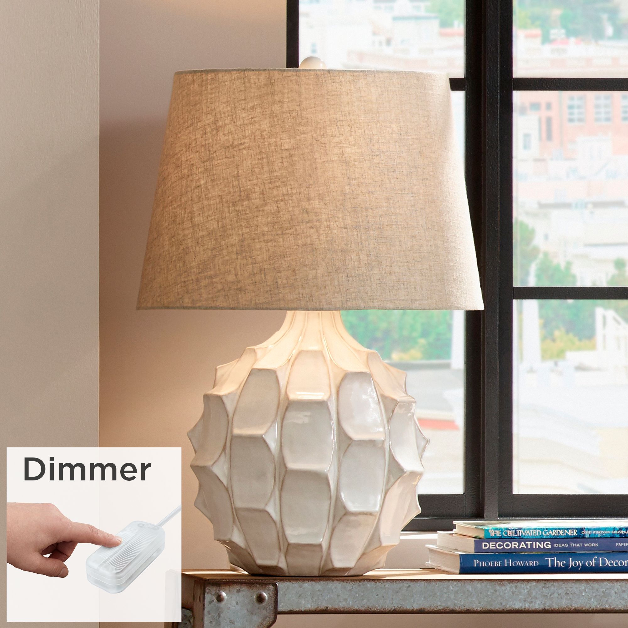 Image Possini Euro Cosgrove 26 1/2" White Ceramic Table Lamp with Dimmer