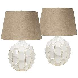 Image2 of Possini Euro Cosgrove 26 1/2" White Ceramic Table Lamps Set of 2