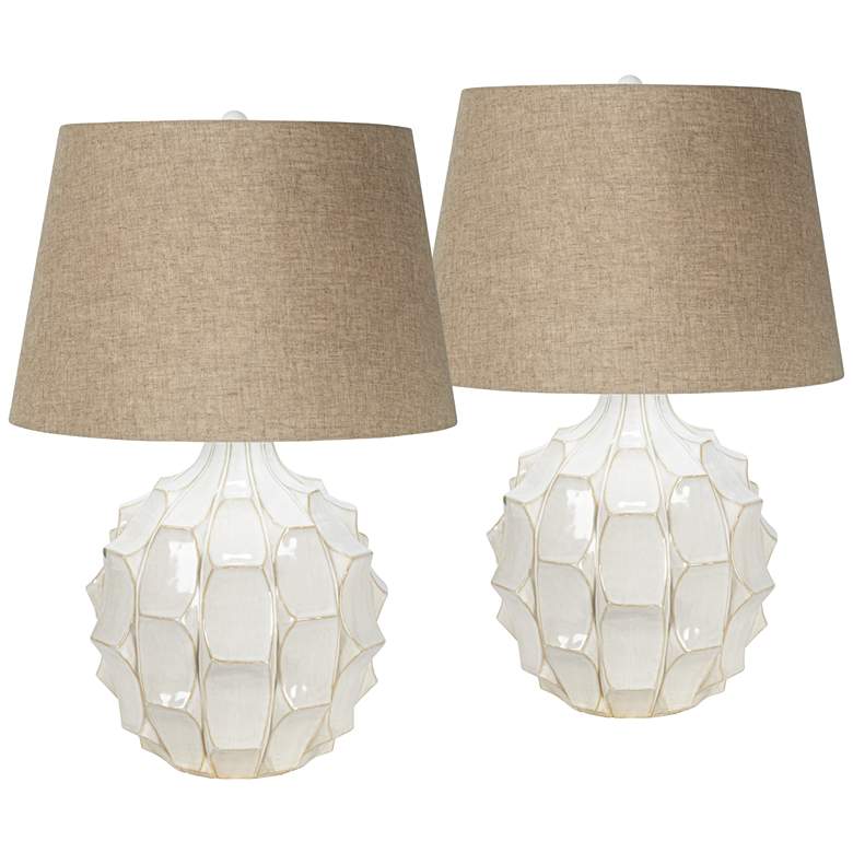 Image 2 Possini Euro Cosgrove 26 1/2" White Ceramic Table Lamps Set of 2