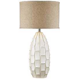 Image3 of Possini Euro Cosgrove 32 3/4" Oval White Modern Ceramic Table Lamp