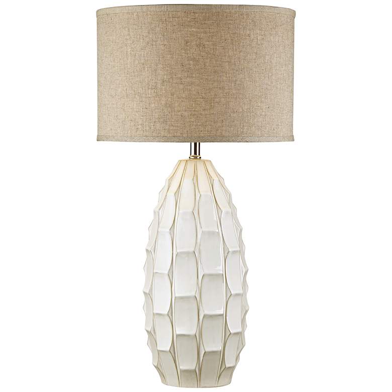 Image 3 Possini Euro Cosgrove 32 3/4" Oval White Modern Ceramic Table Lamp