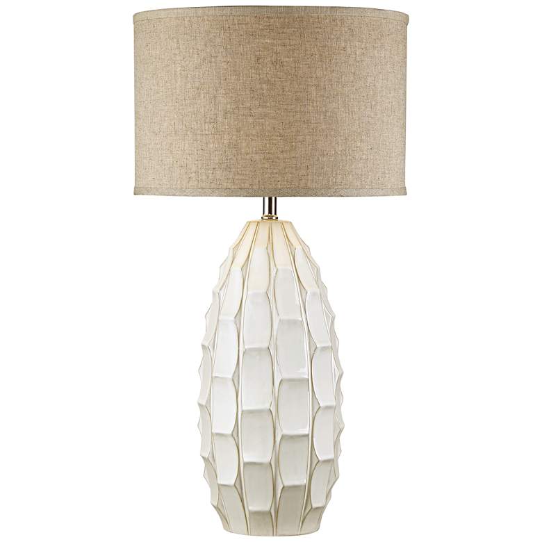 Image 3 Possini Euro Cosgrove 32 3/4 inch Oval White Modern Ceramic Table Lamp