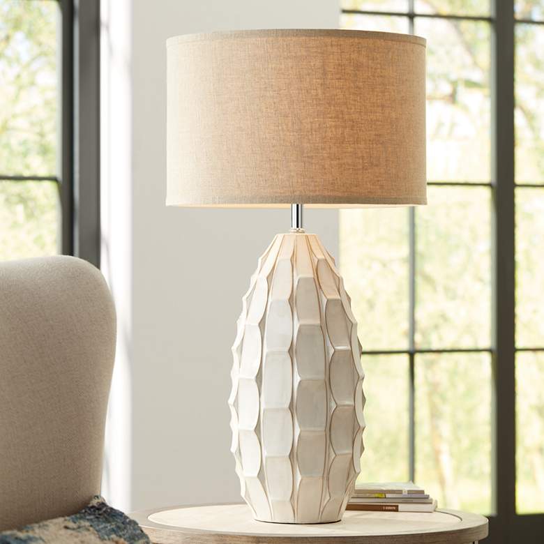 Image 2 Possini Euro Cosgrove 32 3/4" White Ceramic Table Lamp with Dimmer