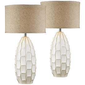Image2 of Possini Euro Cosgrove 32 3/4" White Modern Ceramic Lamps Set of 2