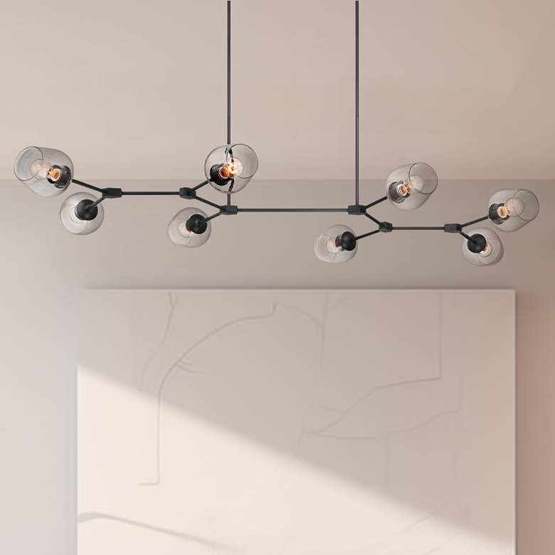 Image 1 Possini Euro Cosgrove 73" Matte Black 8-Light Island Sputnik Pendant