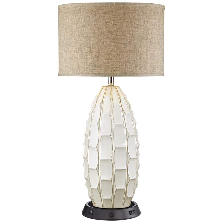 Image 2 Possini Euro Cosgrove Ceramic Table Lamp with Dimmable USB Workstation Base