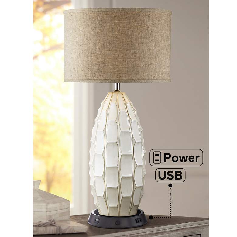 Image 1 Possini Euro Cosgrove Ceramic Table Lamp with Dimmable USB Workstation Base
