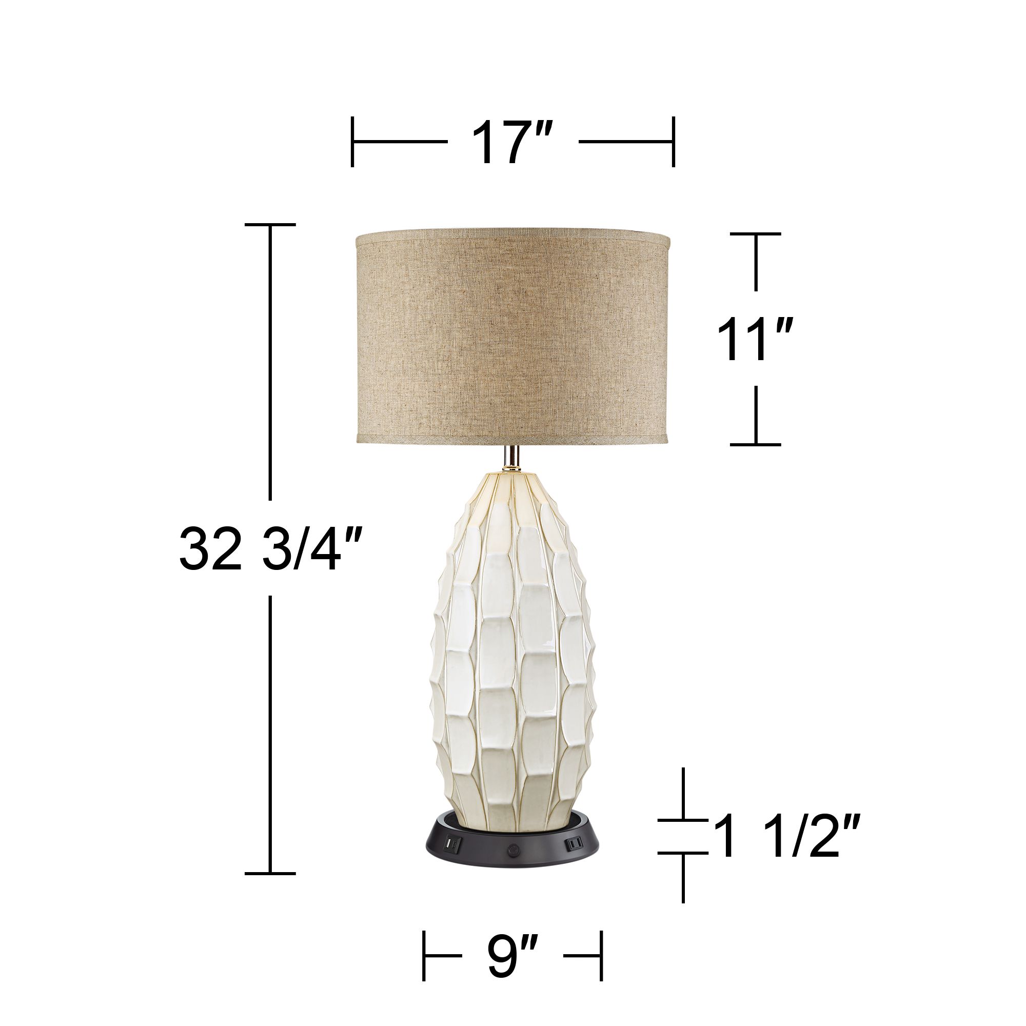 USB Outlet Lamp Base with Dimmer