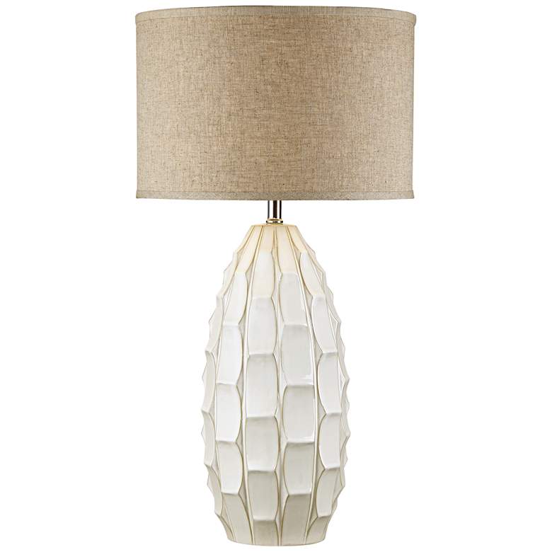 Image 2 Possini Euro Cosgrove Oval White Ceramic Table Lamp with Table Top Dimmer