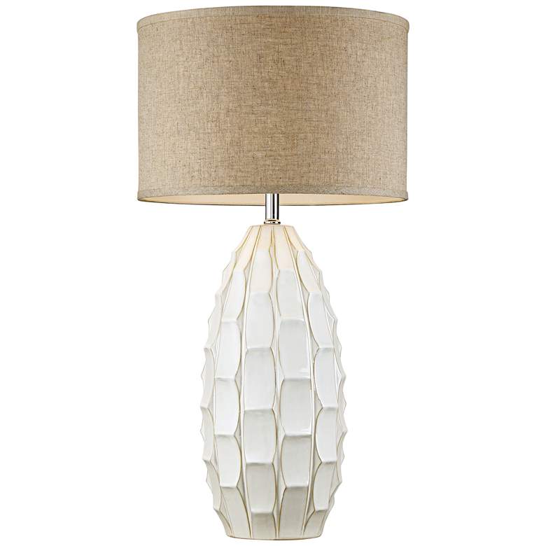 Image 6 Possini Euro Cosgrove Oval White Ceramic Table Lamp with Table Top Dimmer more views