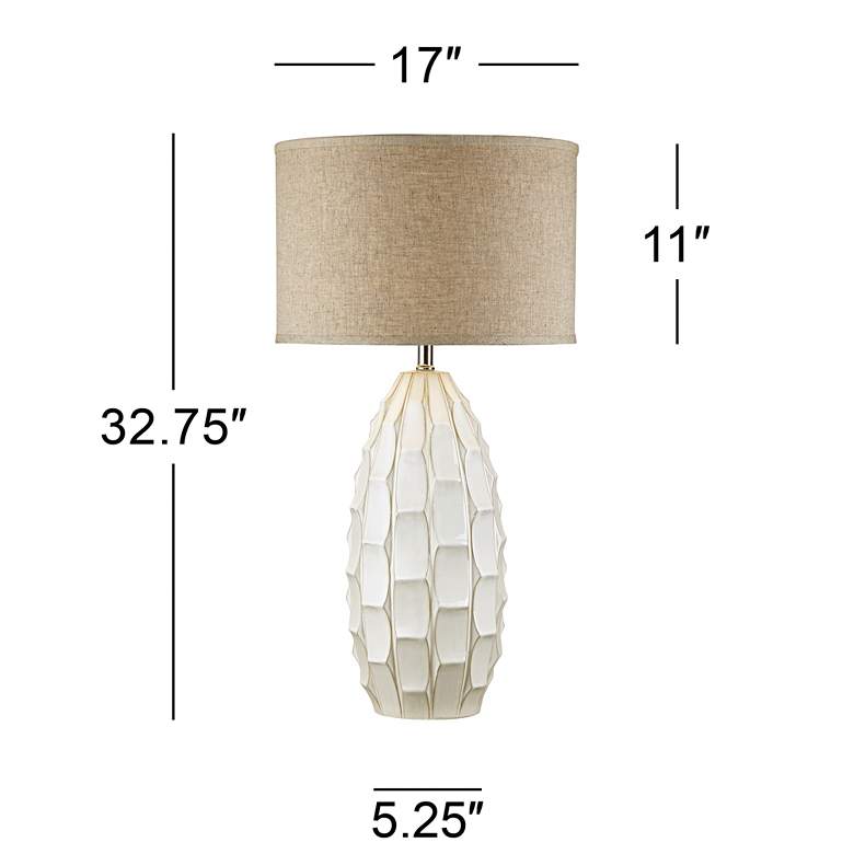 Image 7 Possini Euro Cosgrove Oval White Ceramic Table Lamp with Table Top Dimmer more views