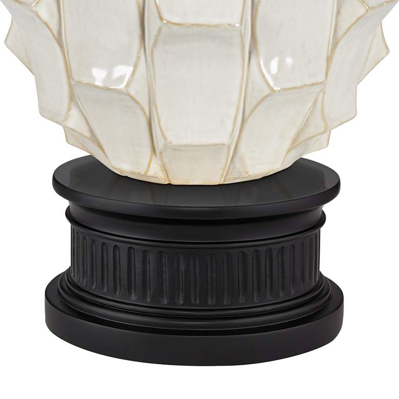 Image 4 Possini Euro Cosgrove Round White Ceramic Table Lamp With Black Round Riser more views