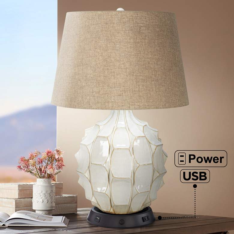 Image 1 Possini Euro Cosgrove Table Lamp with Dimmer Workstation USB-Plug Base