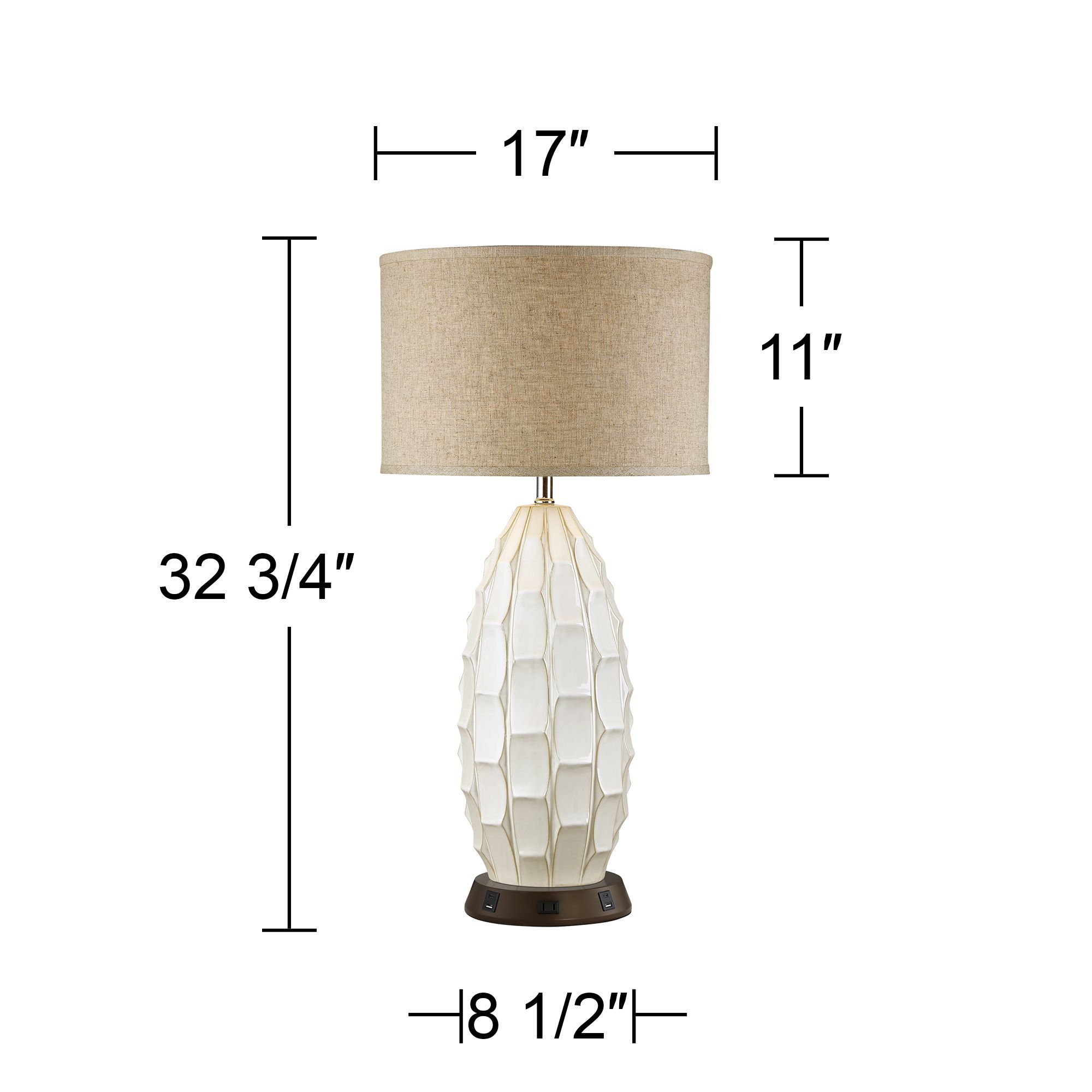 Possini Euro Cosgrove White Ceramic Table Lamp with USB Workstation Base