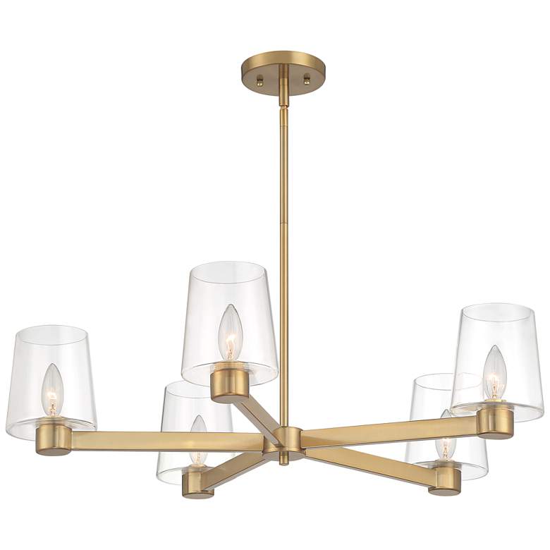 Image 7 Possini Euro Costa Mesa 27 1/4 inch Wide 5-Light Glass and Gold Chandelier more views