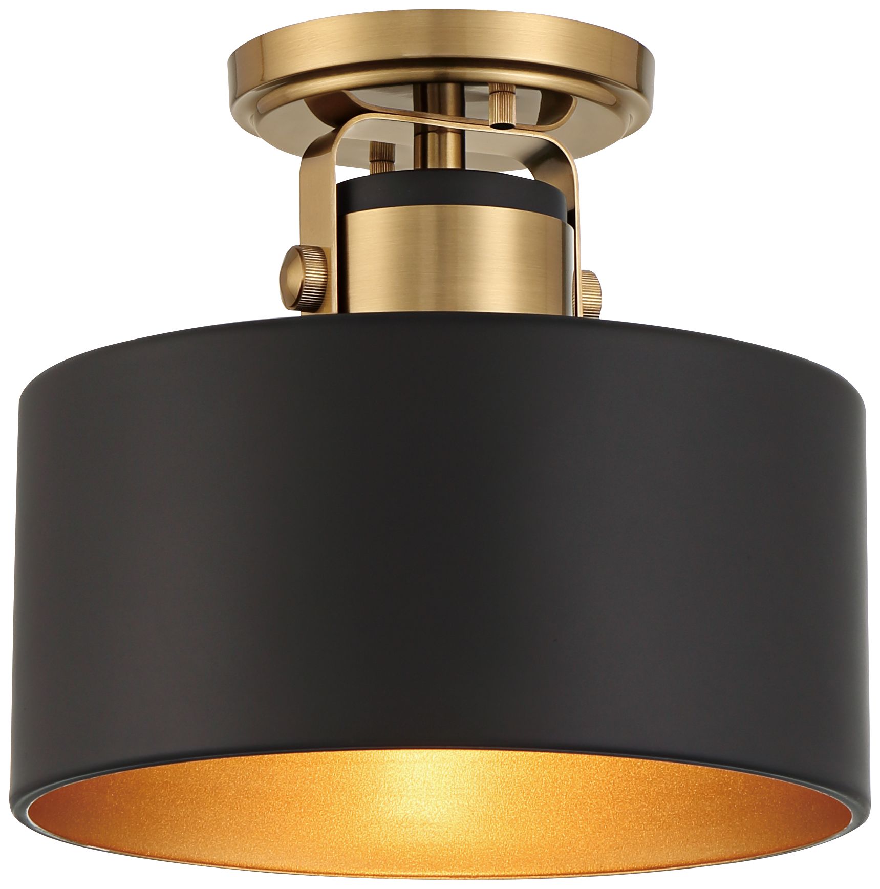 Possini Euro Courtney 10" Modern Soft Gold Matte Black Ceiling Light