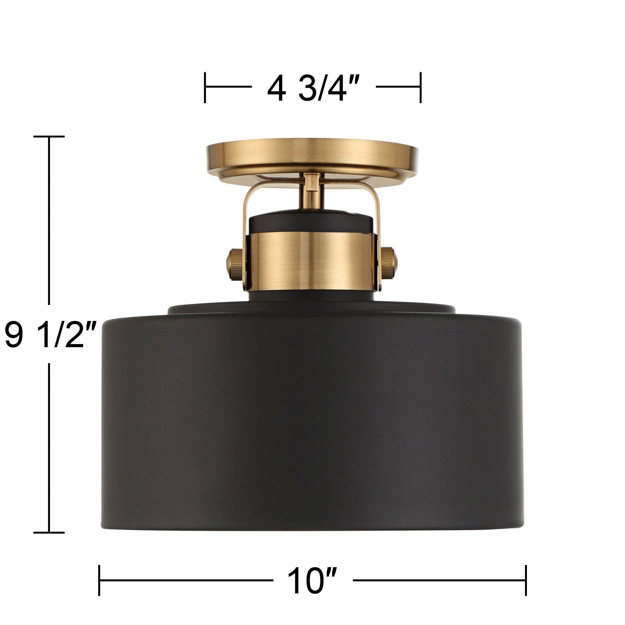 Possini Euro Courtney 10" Modern Soft Gold Matte Black Ceiling Light