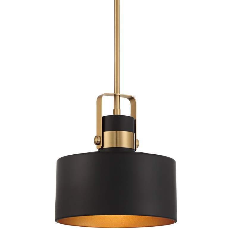 Image 2 Possini Euro Courtney 10" Soft Gold Matte Black Mini Pendant Light