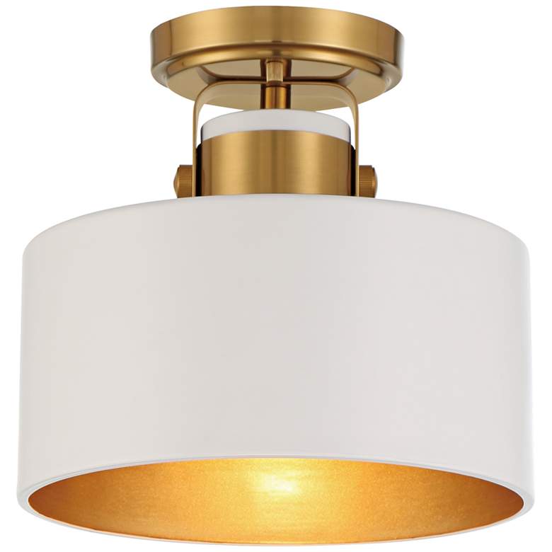 Image 2 Possini Euro Courtney 10 inch Wide Soft Gold Matte White Ceiling Light