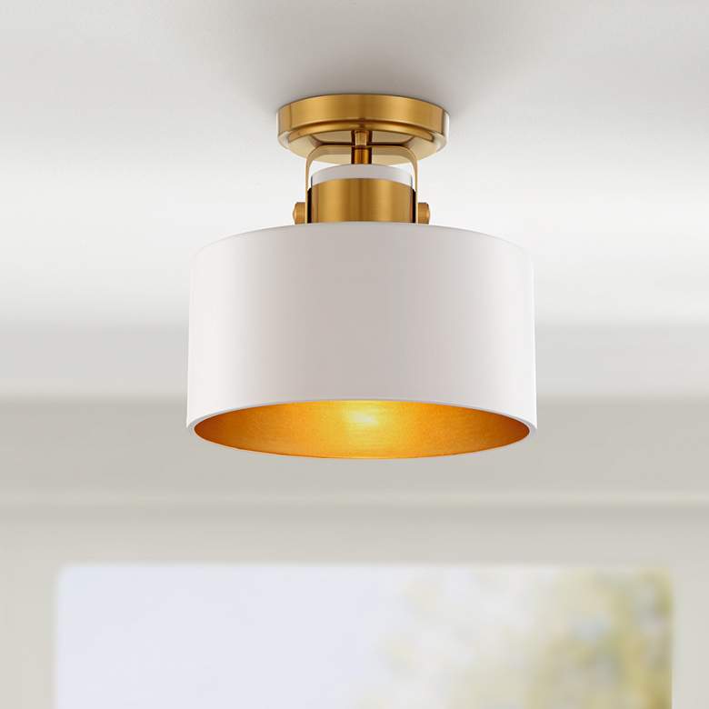 Image 1 Possini Euro Courtney 10" Wide Soft Gold Matte White Ceiling Light