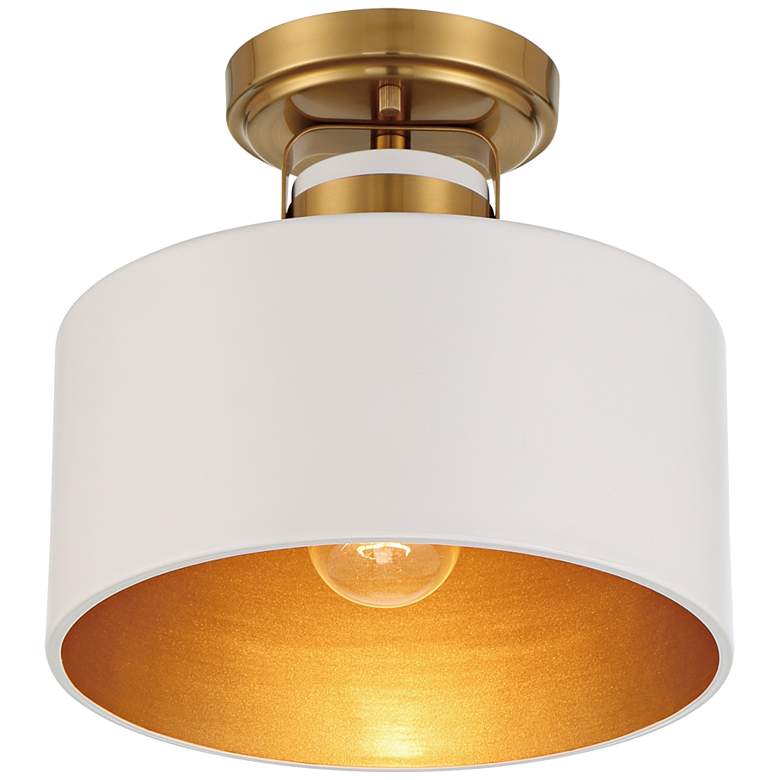 Image 7 Possini Euro Courtney 10" Wide Soft Gold Matte White Ceiling Light more views