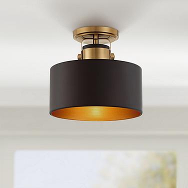 Black, Possini Euro Design, Semi Flush Mount Close To Ceiling Lights