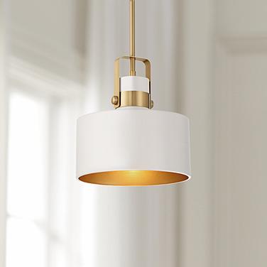 Possini Euro Courtney 10" Modern Soft Gold Matte White Mini Pendant