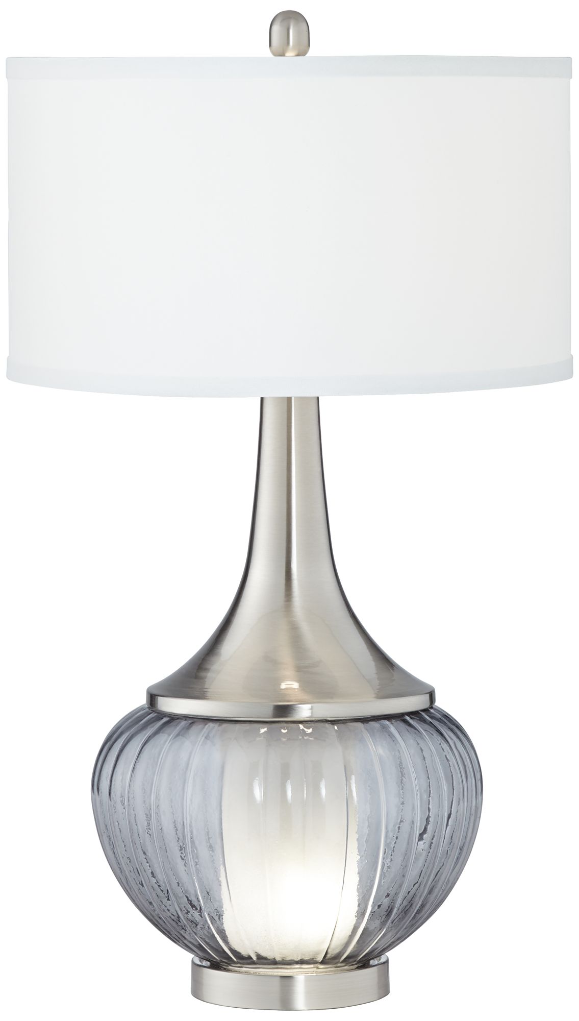 Image 2 Possini Euro Courtney Ribbed Glass Night Light Lamp with Table Top Dimmer