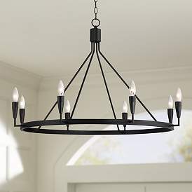 Image1 of Possini Euro Covey 35 3/4" Wide Black 8-Light Ring Chandelier