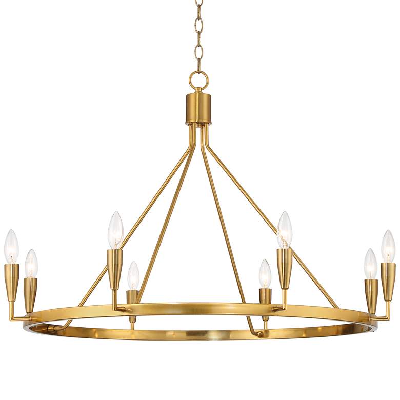 Image 2 Possini Euro Covey 36 inch Wide Gold 8-Light Ring Chandelier